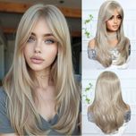 Peruca M15 Blonda Cenusie Blond Cenusiu Gri Silver cu Breton Lung
