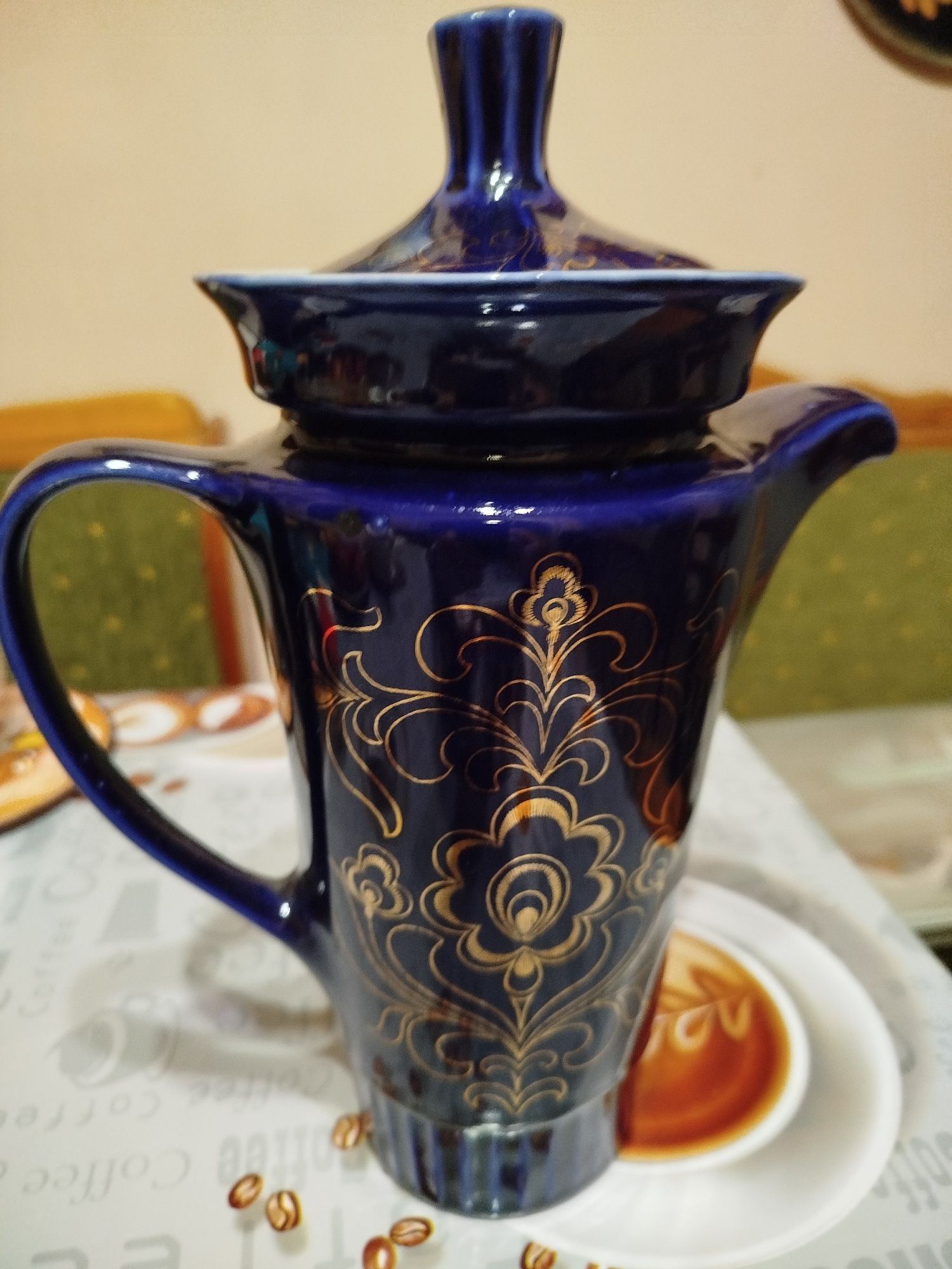 Раритет чайник кобальт позолота