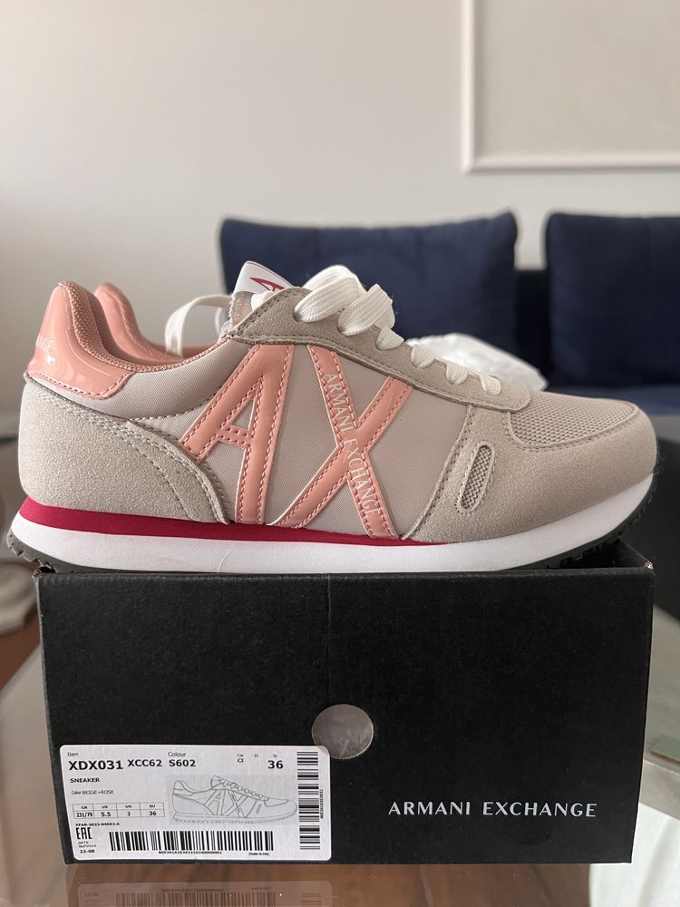 Adidasi Armani Exchange roz cu alb