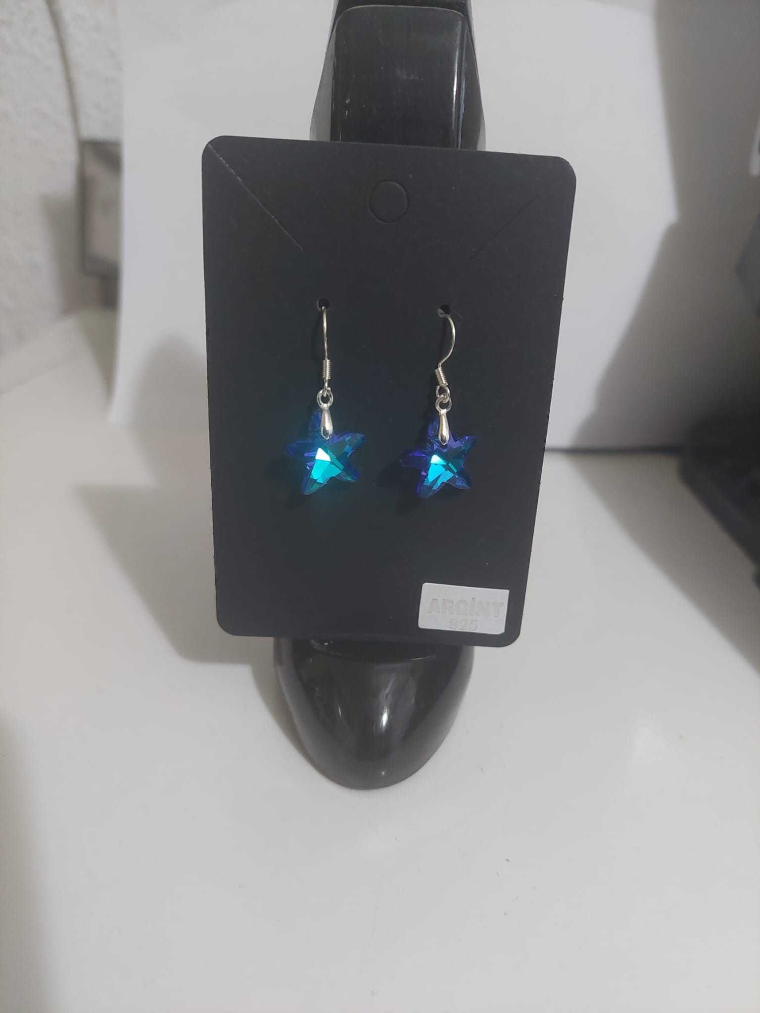 Cercei NOI din argint 925 cu pietre stil swarovski steluțe de mare