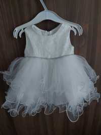 Официална бяла бебешка рокля (сватба, кръщене), размер 6 месеца, 68