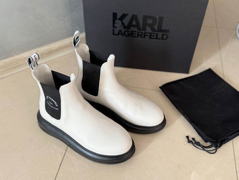 Karl Lagerfeld Кожени боти Chelsea с лого