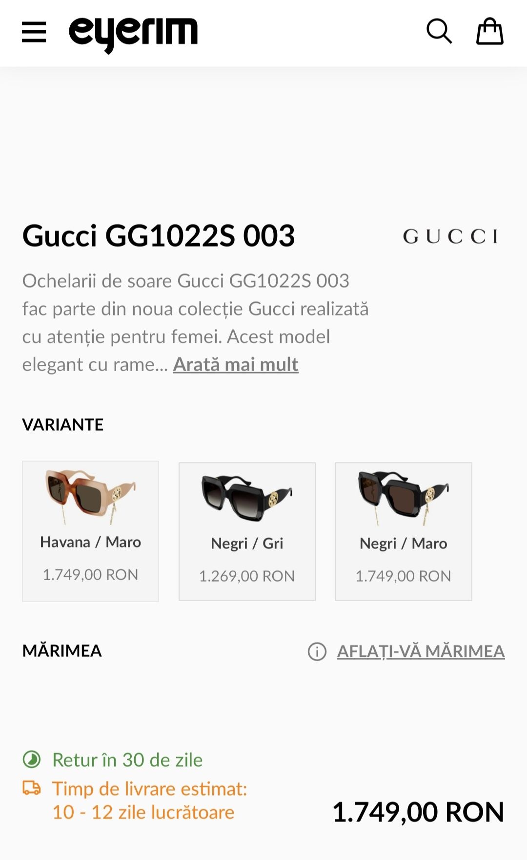 Ochelari de soare Gucci, originali