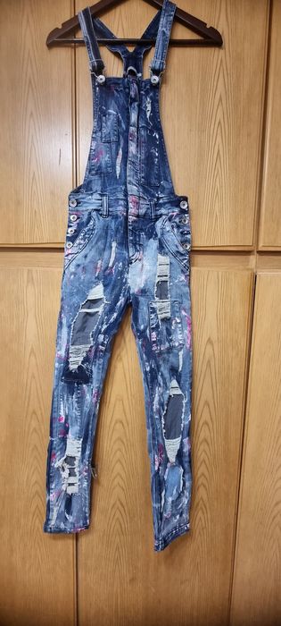 Salopeta  jeans colorata