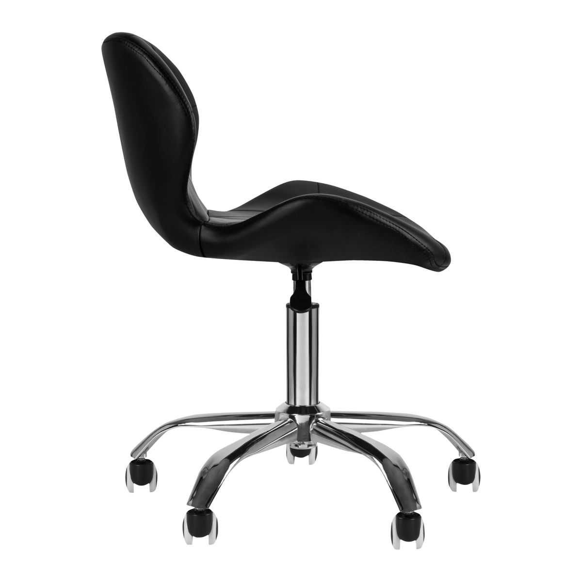 Козметичен стол - табуретка с облегалка QS-06 42/54 см - бяла /черна