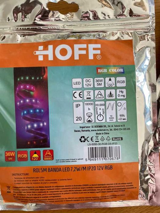 Bandă LED 2 bucăți HOFF, nouă, sigilată