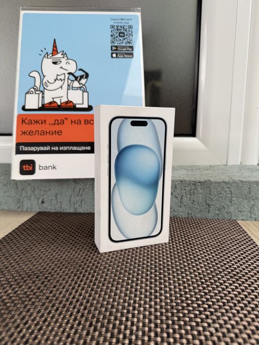 Нов•iphone 15 BLUE ЛИЗИНГ 52лв/м айфон 15 син