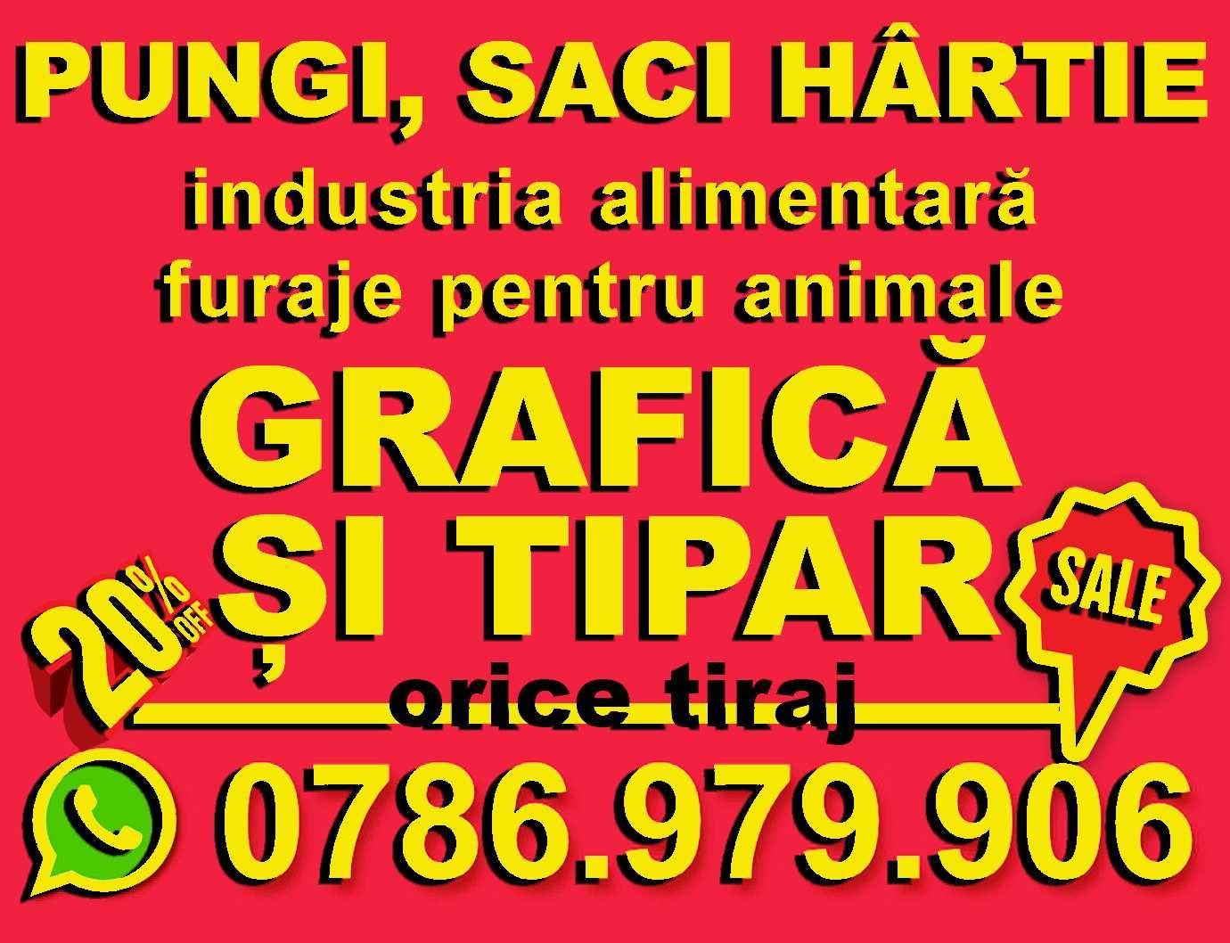 Pungi, saci de hartie alba si natur 1-3 straturi. Tipar 1-4 culori