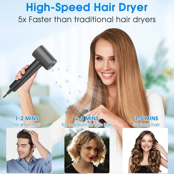 KARAFUN Йонен сешоар, 2200 W с накрайник за бързо сушене, HD екран