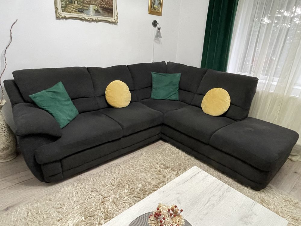 Coltar extensibil pe dreapta  3 locuri, 245 x 225 x 99 cm, gri inchis