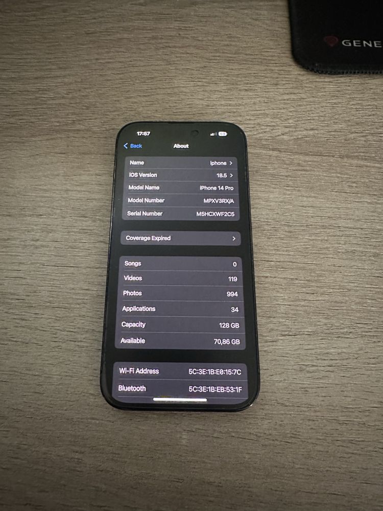 iPhone 14 Pro, Space Black, 128GB - 95% Battery Health