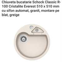 Pachet chiuvetă Schock Cristalite Classic R-100 Everest + baterie Leva