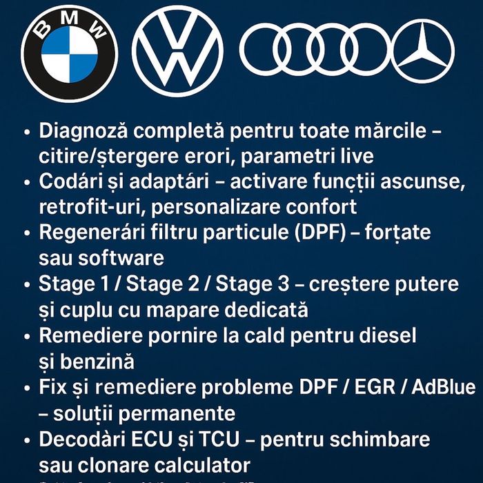 Diagnoza/Codari/Stage1/2/3 DPF/EGR/AdBlue Remediere probleme