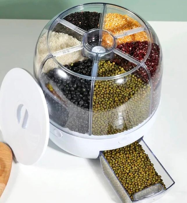 Въртящ се диспенсър с 6 отделения и капацитет за съхранение до 3,5 л