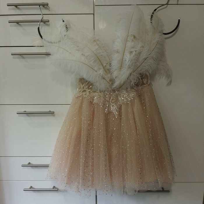 Рокля с Щраусови Пера и Сваровски Кристали