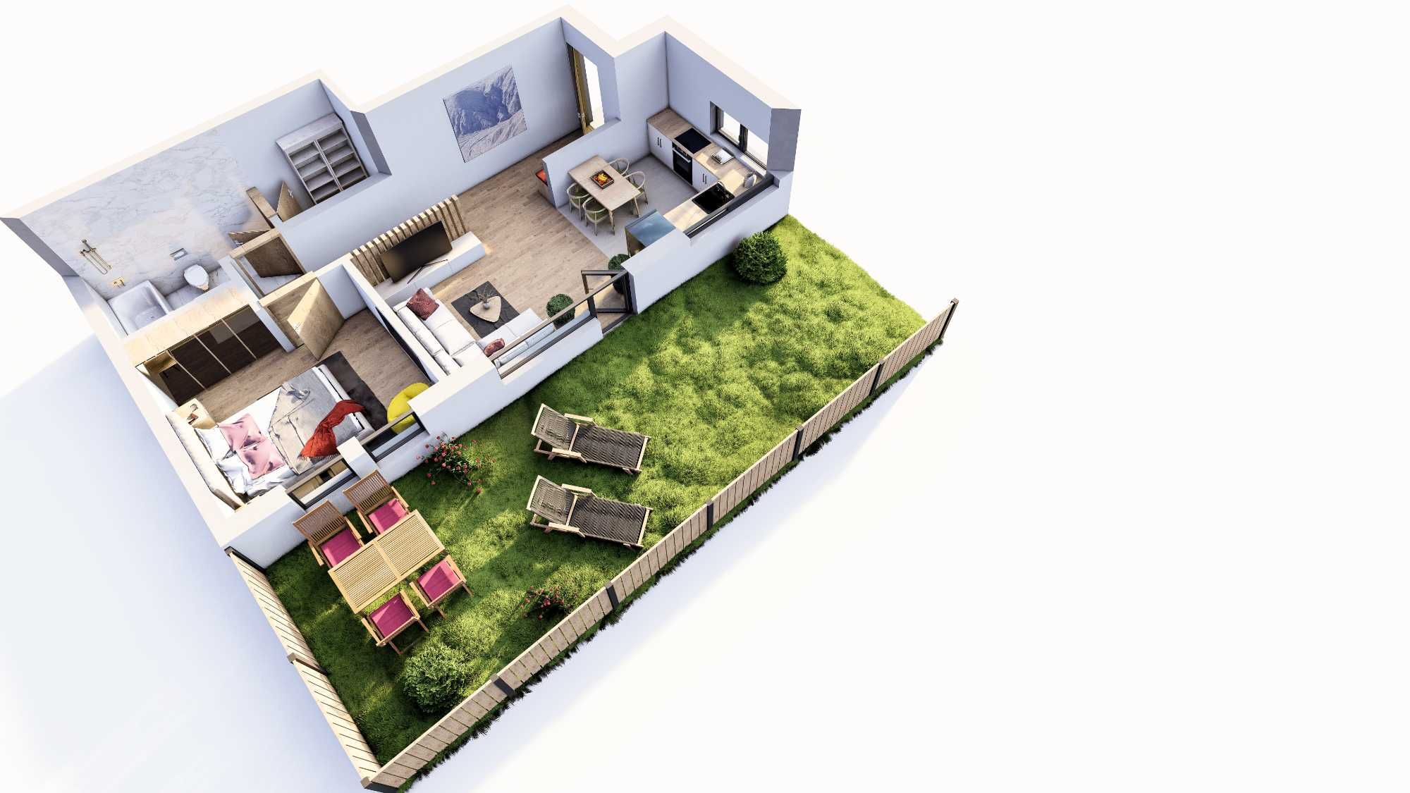PROMOTIE!!! Apartament 50mp cu Gradina de Vanzare de la dezvoltator