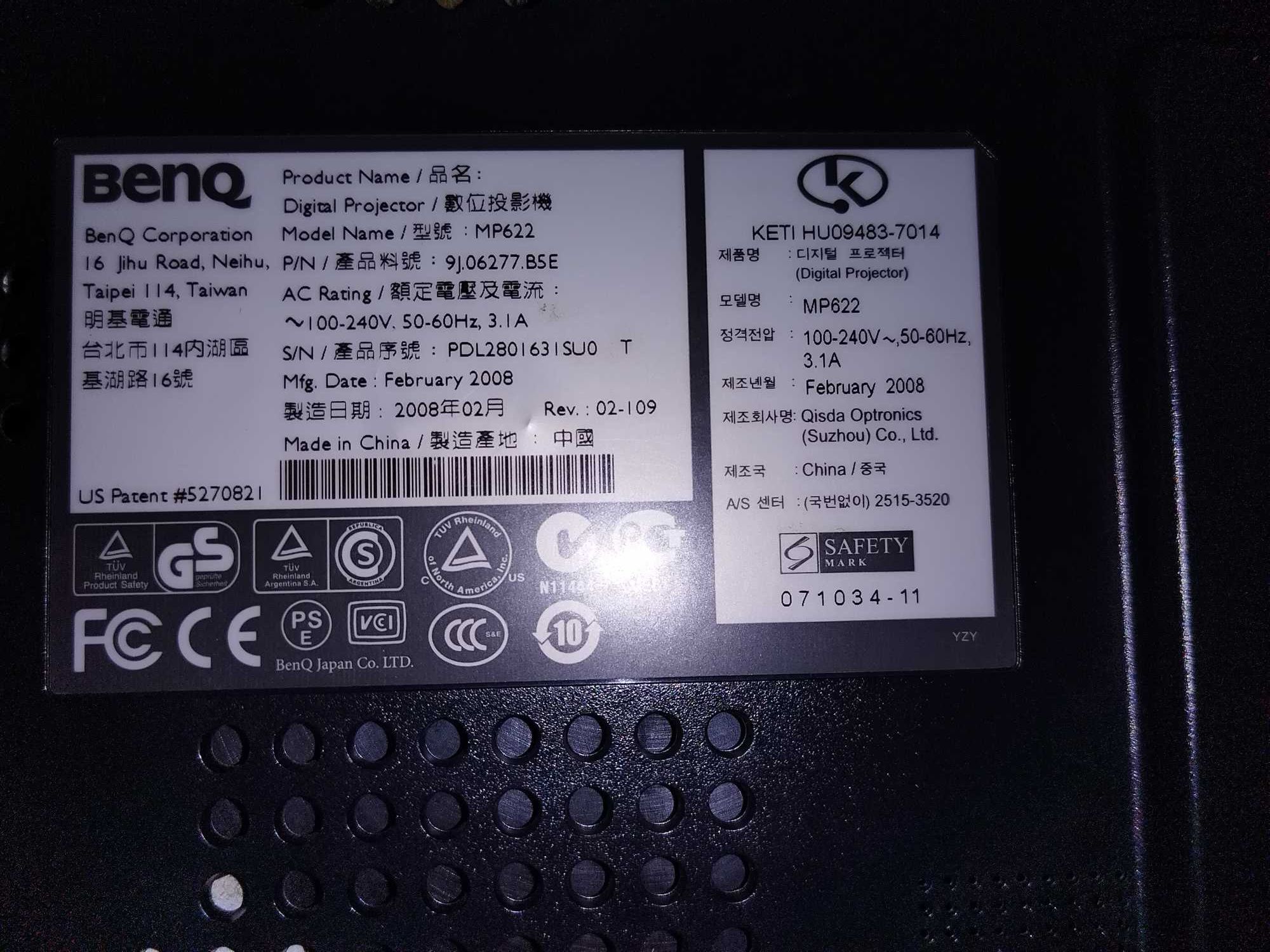 Videoproiector Benq MP 622