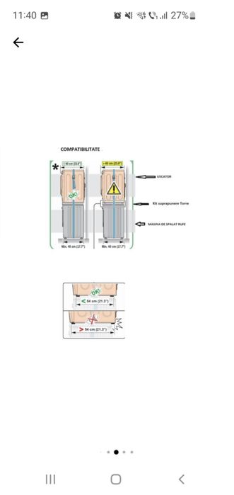 kit universal de suprapunere masina de spalat și uscător de rufe