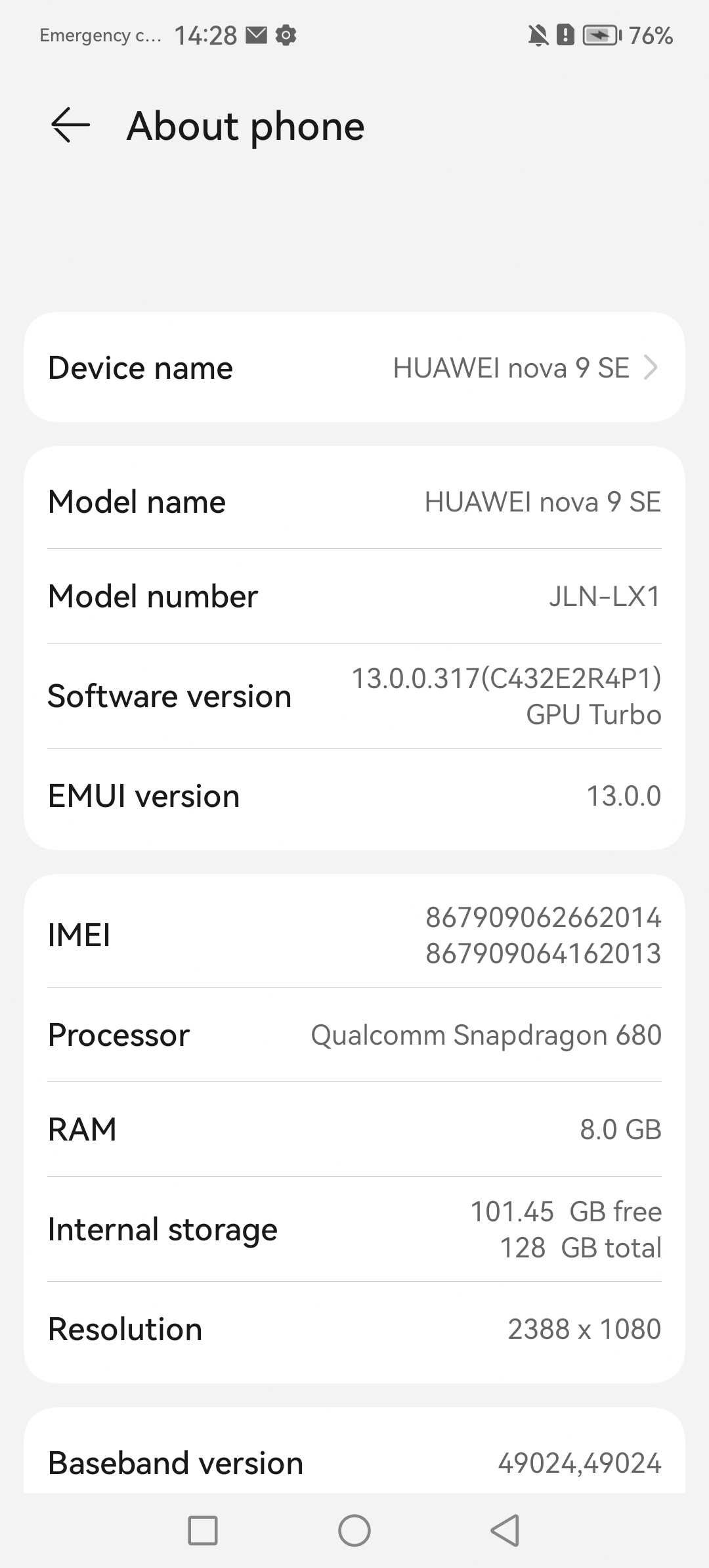 Vand huawei nova 9 se