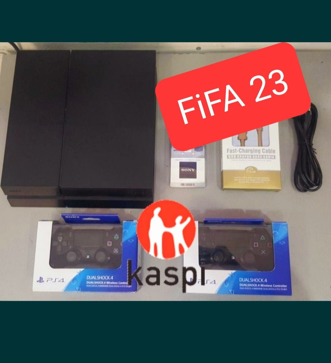 Sony 4 в наличии 2 джойстика 10 игр Fifa 23 гарантией Kaspi