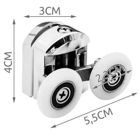 Комплект двойни колелца за душ кабина-8 броя, хромирани, универсални