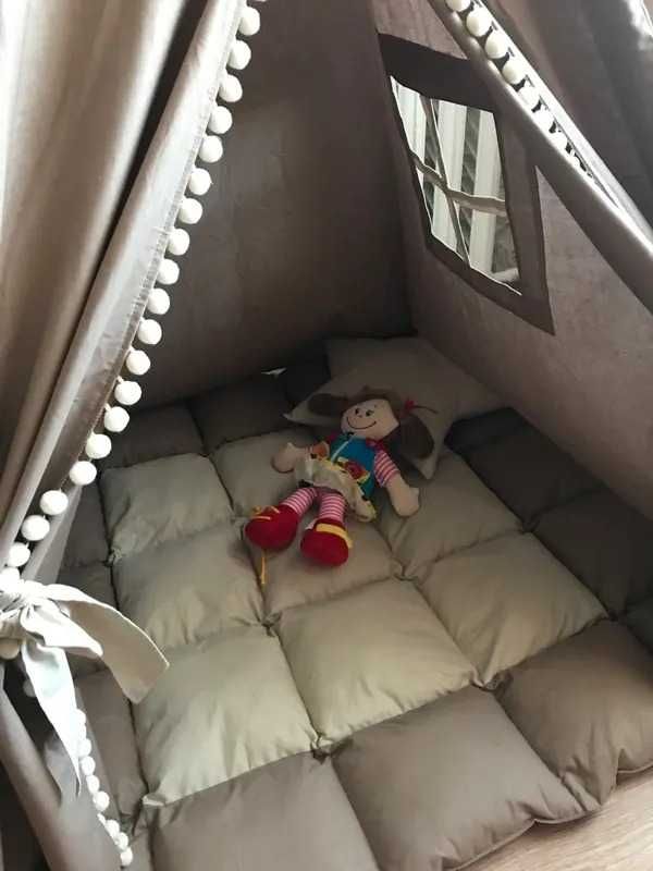 Вигвам детский домик с ковриком,окошком, подушкой, антискладывателем