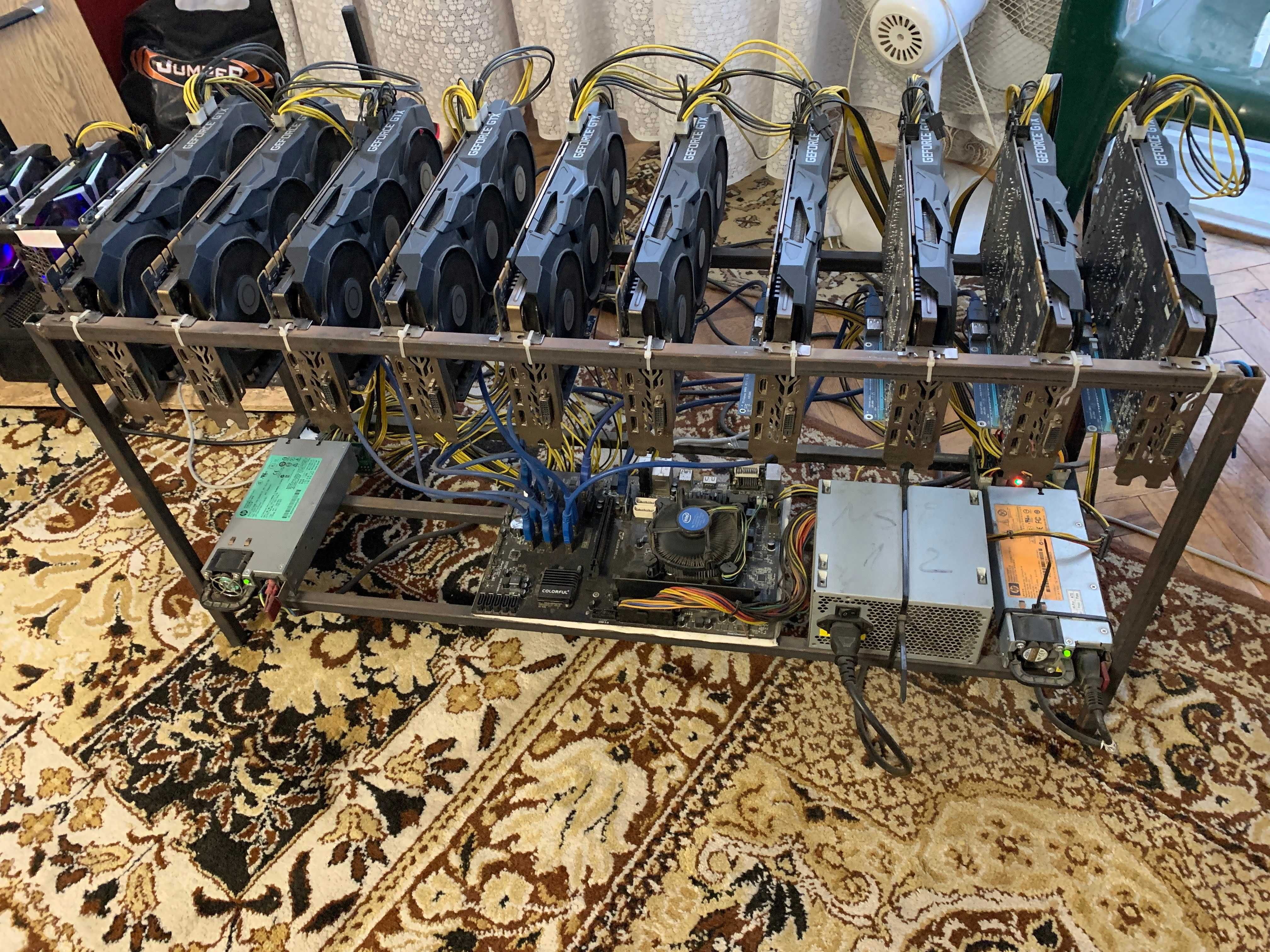 RIG-РИГ КОПАЧКА ASUS GeForce GTX 1070 Ti 8GB GDDR5 256bit x 10 Карти