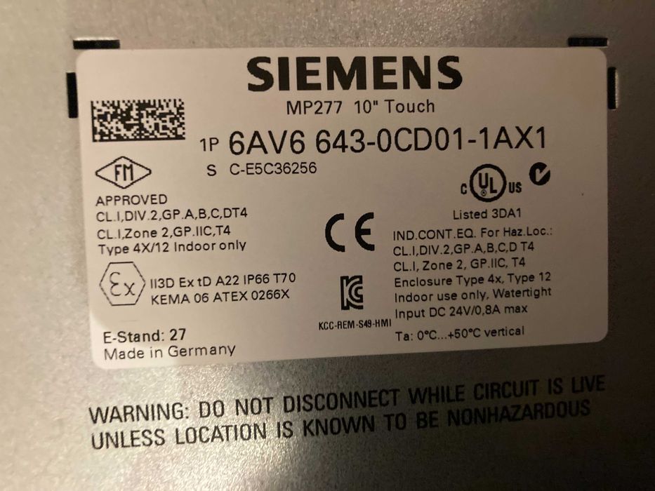 HMI Siemens MP277 Touch 10"