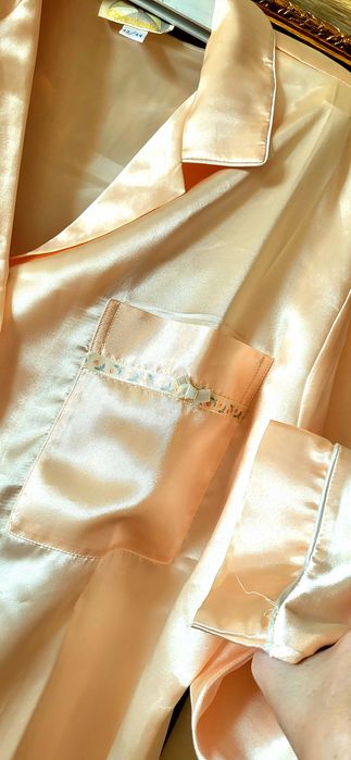 Pijama eleganta satinata Casaluna piersica