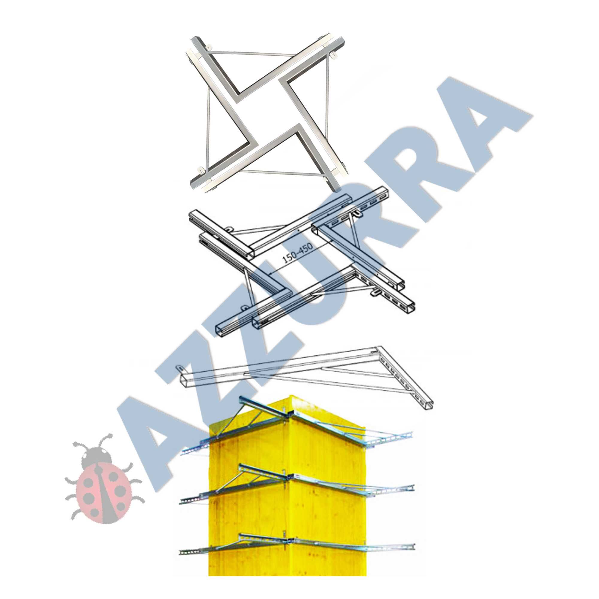 TREPIED tripod zincat popi metalici  furca grinda tiranti broscute