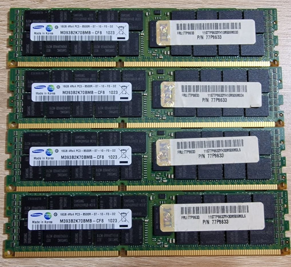SAMSUNG RAM 64 GB DDR3 ECC - 4x16GB 4RX4 PC3 - 8500R