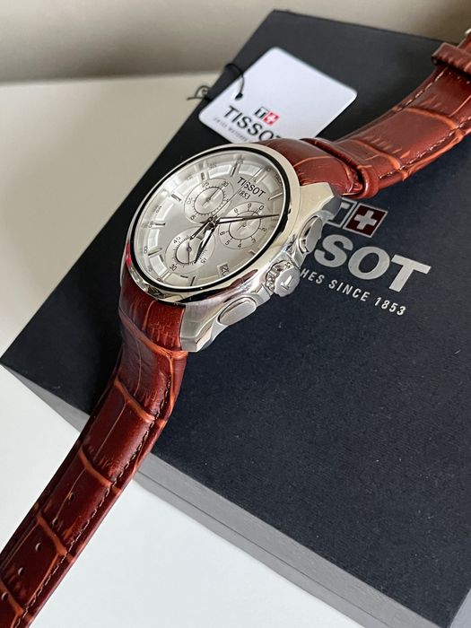 Ceas Tissot Couturier Chronograph, curea piele maro