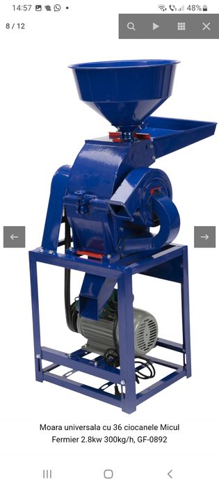 Vând Moară cu 36 ciocanele, ce macină : Lucernă, Porumb,Grâu  etc.