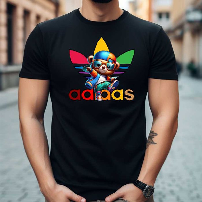 Tricou bumbac negru Adidas ''Hip Hop Bear'' S,M,L,XL,XXL