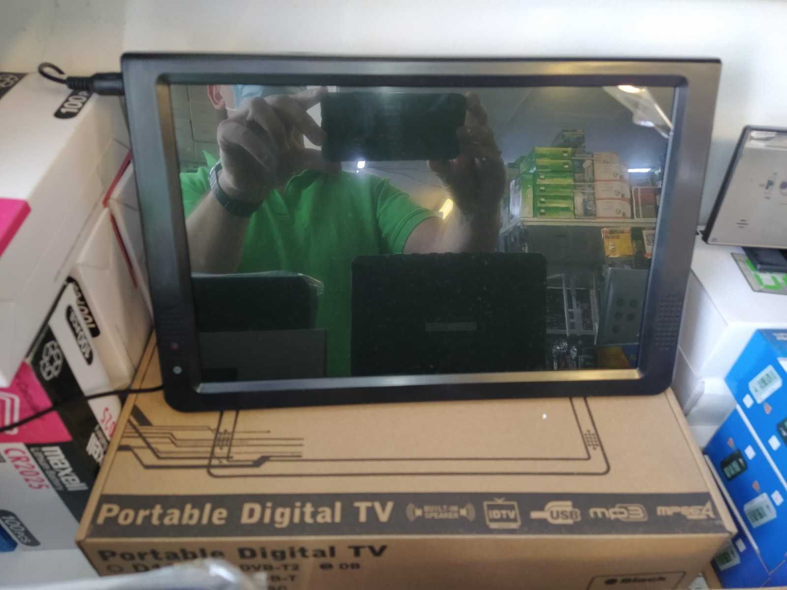 Портативен LCD телевизор 7”до14” 12/220V Цифров тунер DVB  Батерия