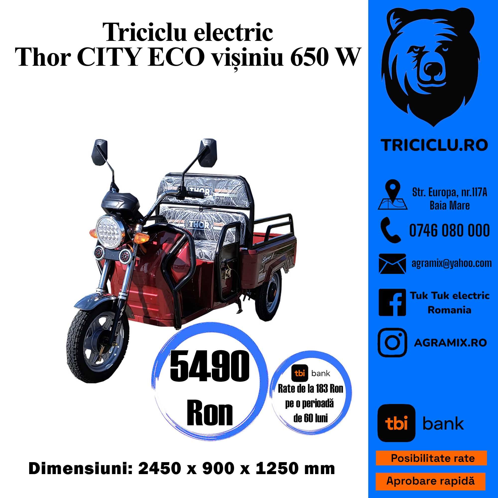 Triciclu electric Thor CITY-ECO rosu,verde,turcoaz, albastru Agramix
