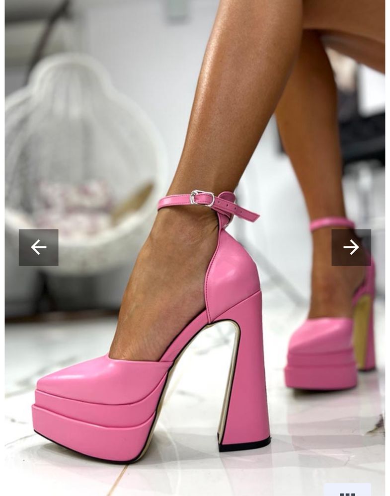 Розови обувки на висок ток