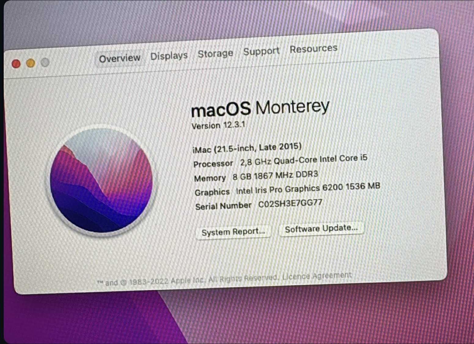 iMac (Retina 4K, 21.5-inch, Late 2015) Monterey Компютър Apple