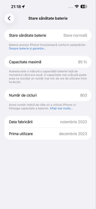 iPhone 15 PRO MAX 256GB FullBox ,liber de retea, baterie 85%,impecabil