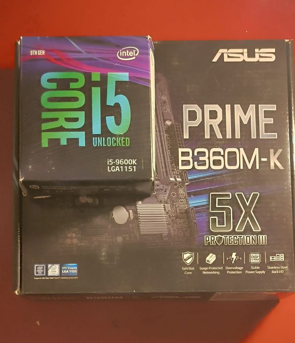 Процессор intel core i5 9600k и материнская плата Asus B360M-K