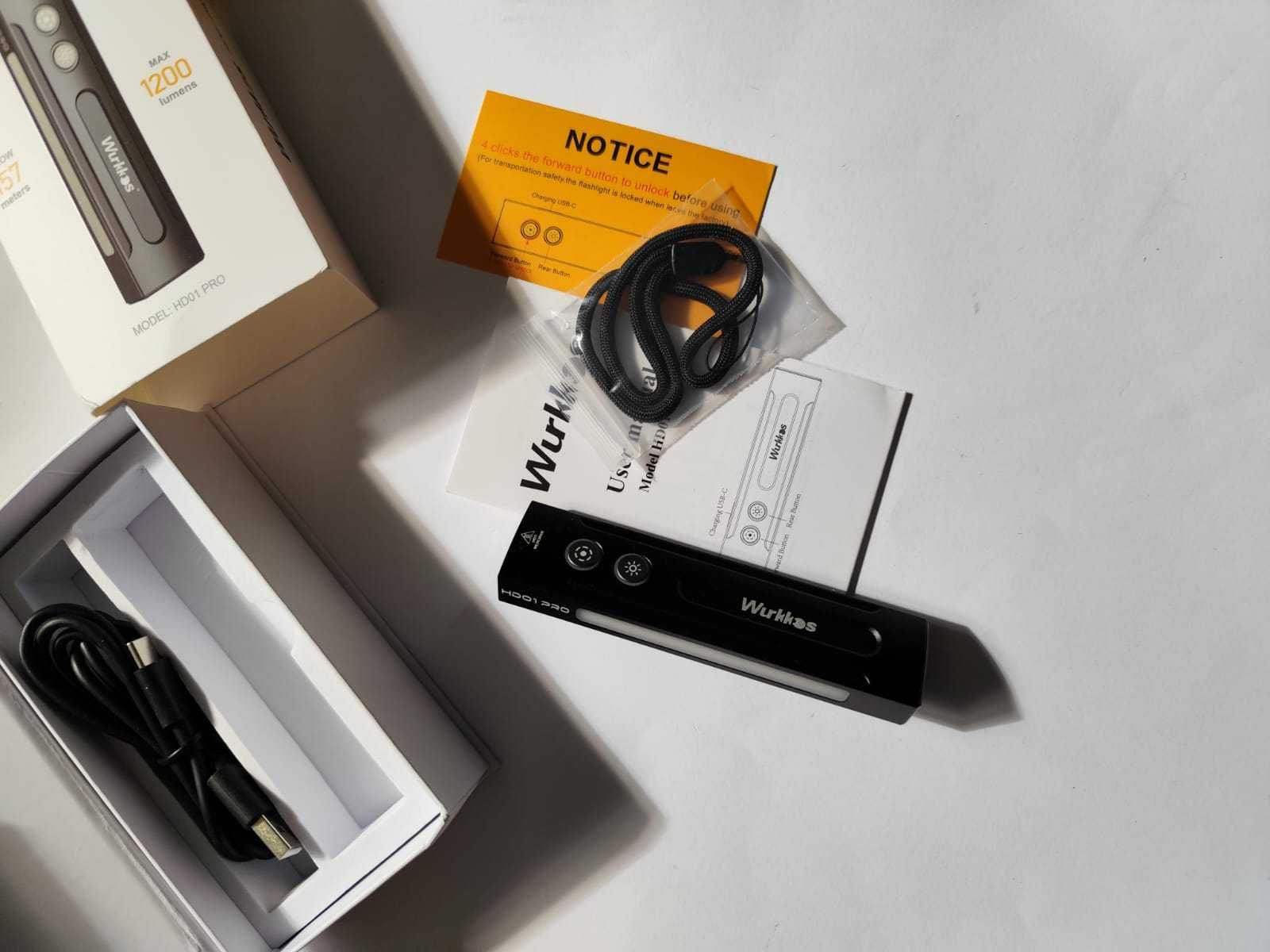 Wurkkos HD01 PRO – incarcare  USB Type-C -Multifunctional