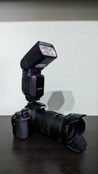 Vand Nikon D56000 + 3 obiective + bliț +2 baterii