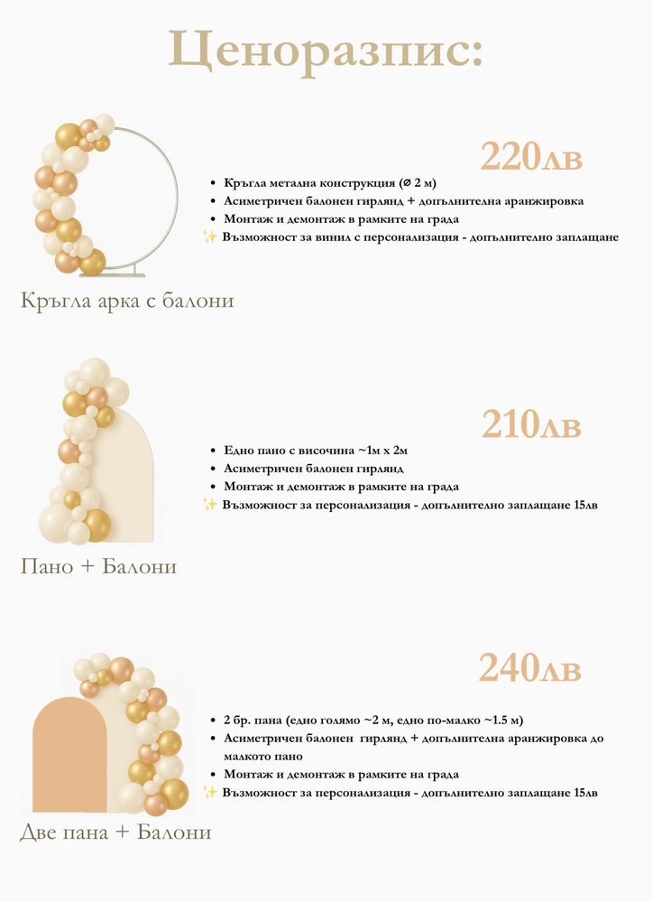 Декорация за рожден ден, кръщене, прощъпулник – Русе
