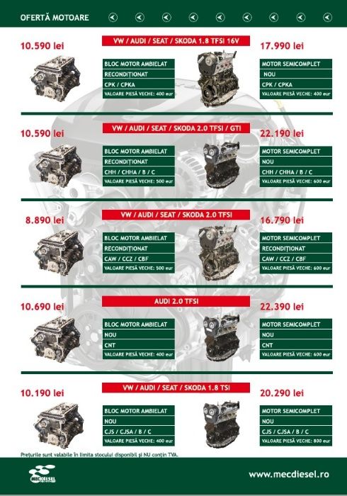 motor VW audi seat skoda 1.8 2.0 1.4 1.2 1.9 bloc 1.6 volkswagen