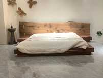 Pat lemn masiv de stejar, design modern, stil japonez, rustic