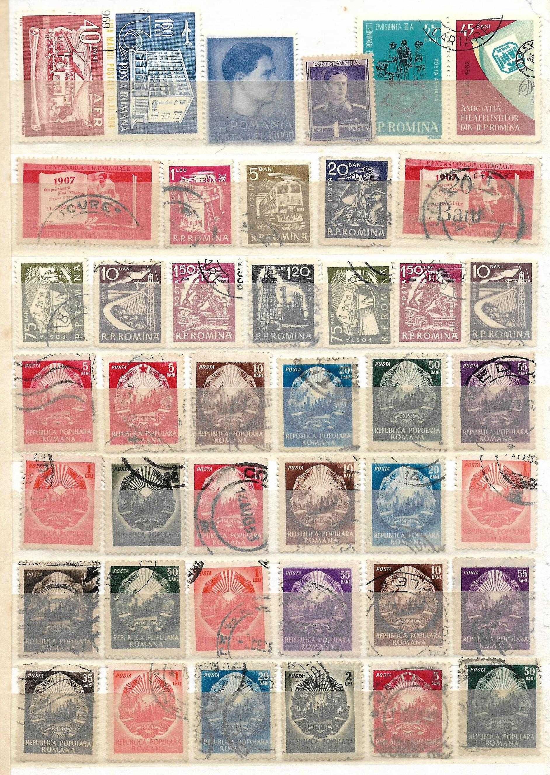 Clasor format A5, 3 file (6 pagini), cu timbre vechi
