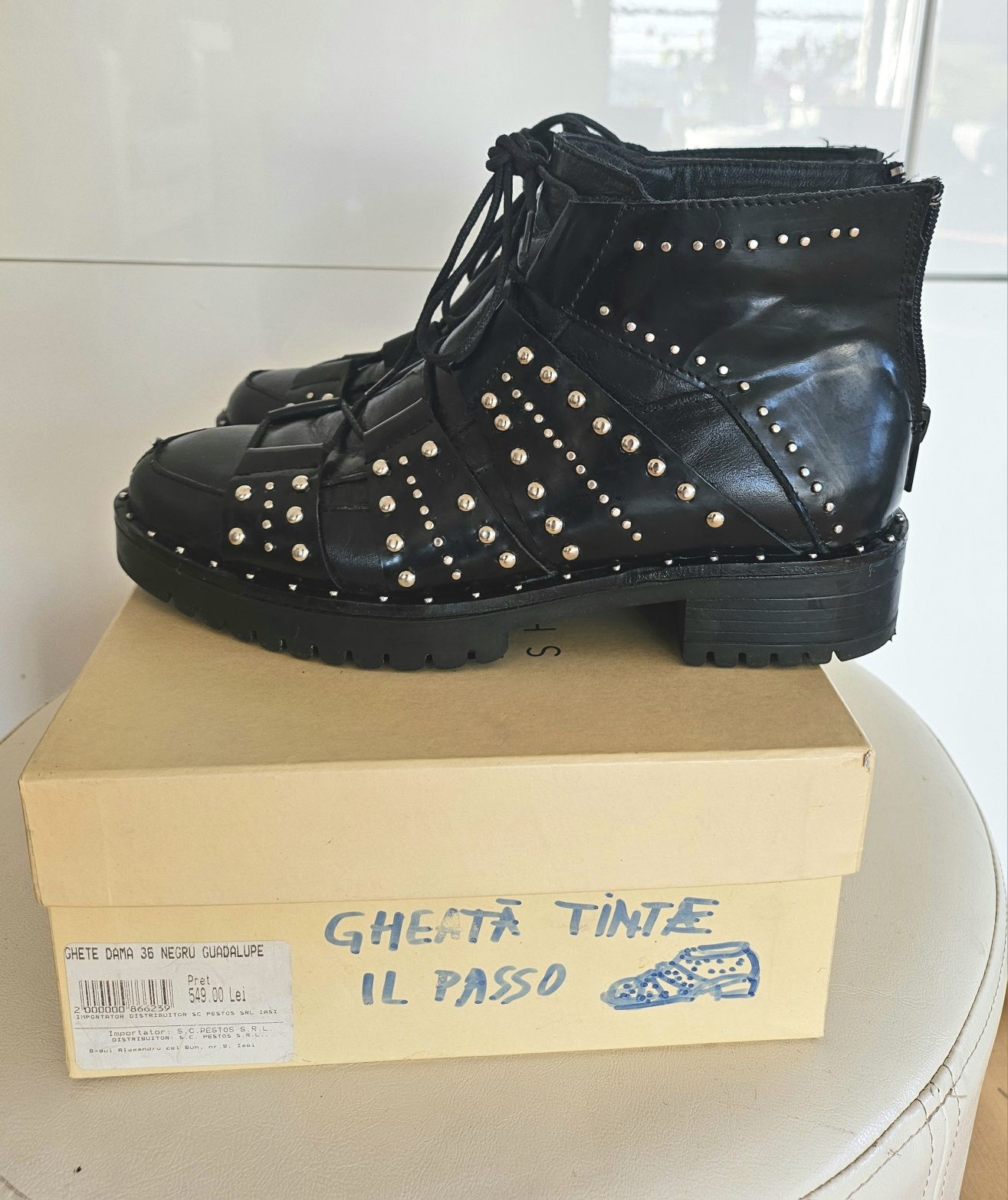 Il Passo Ghete din piele neagra, cu tinte, 36 dar se potrivesc la 37