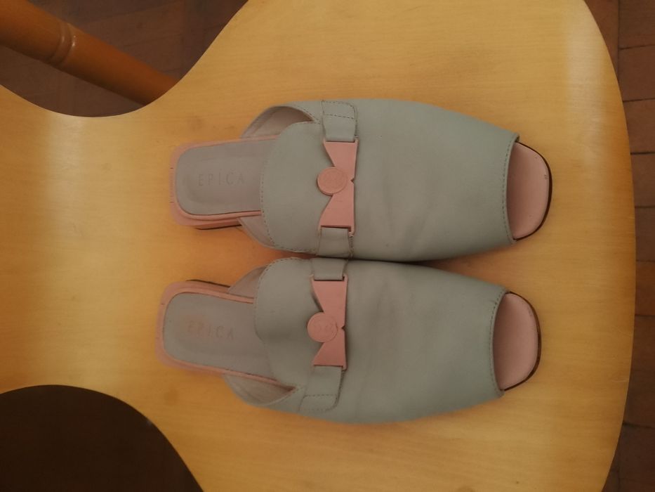 Papuci piele naturală de la Epica cu călcâi deschis mărime 40