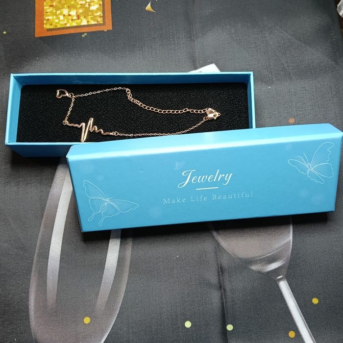 Brățară din Argint 925 – Model Puls/Heartbeat cu Inimă, Placată cu Aur