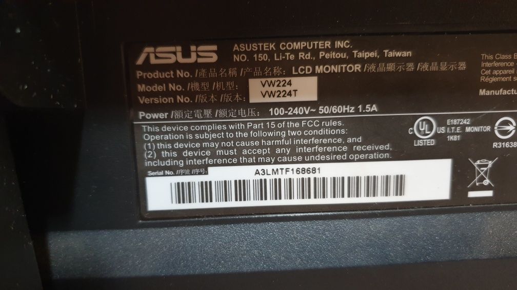 Монитор Asus 22 инча VW224